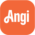 Angi logo with orange background and white text.